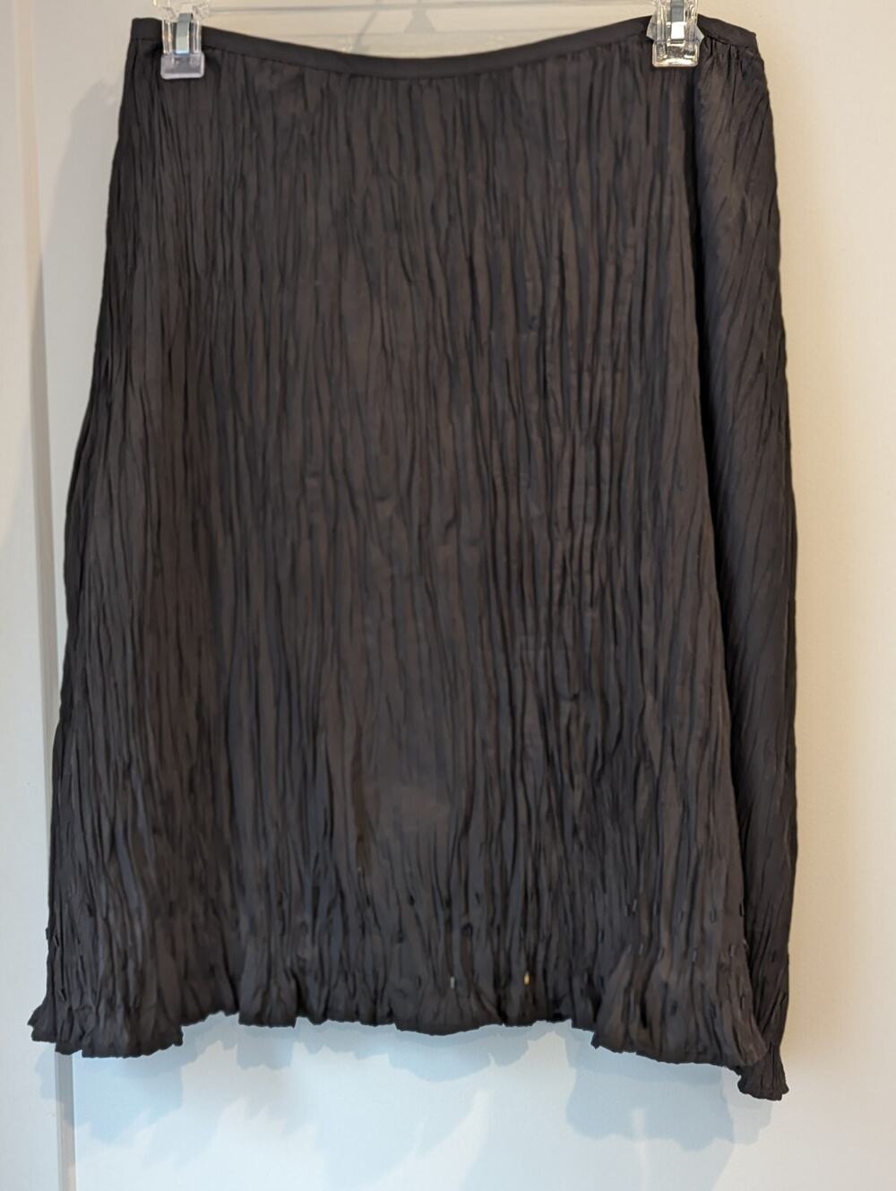 Black Crinkle Skirt Zalya Size 14 Knee Length Beaded Fairy Whimsy Goth Witchy